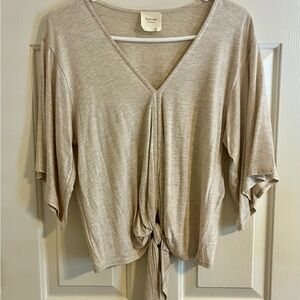 Harper Beige Tie-Front Blouse